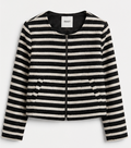 Black and white striped tweed-style Cropped Jacket, .OBJECT – Size S