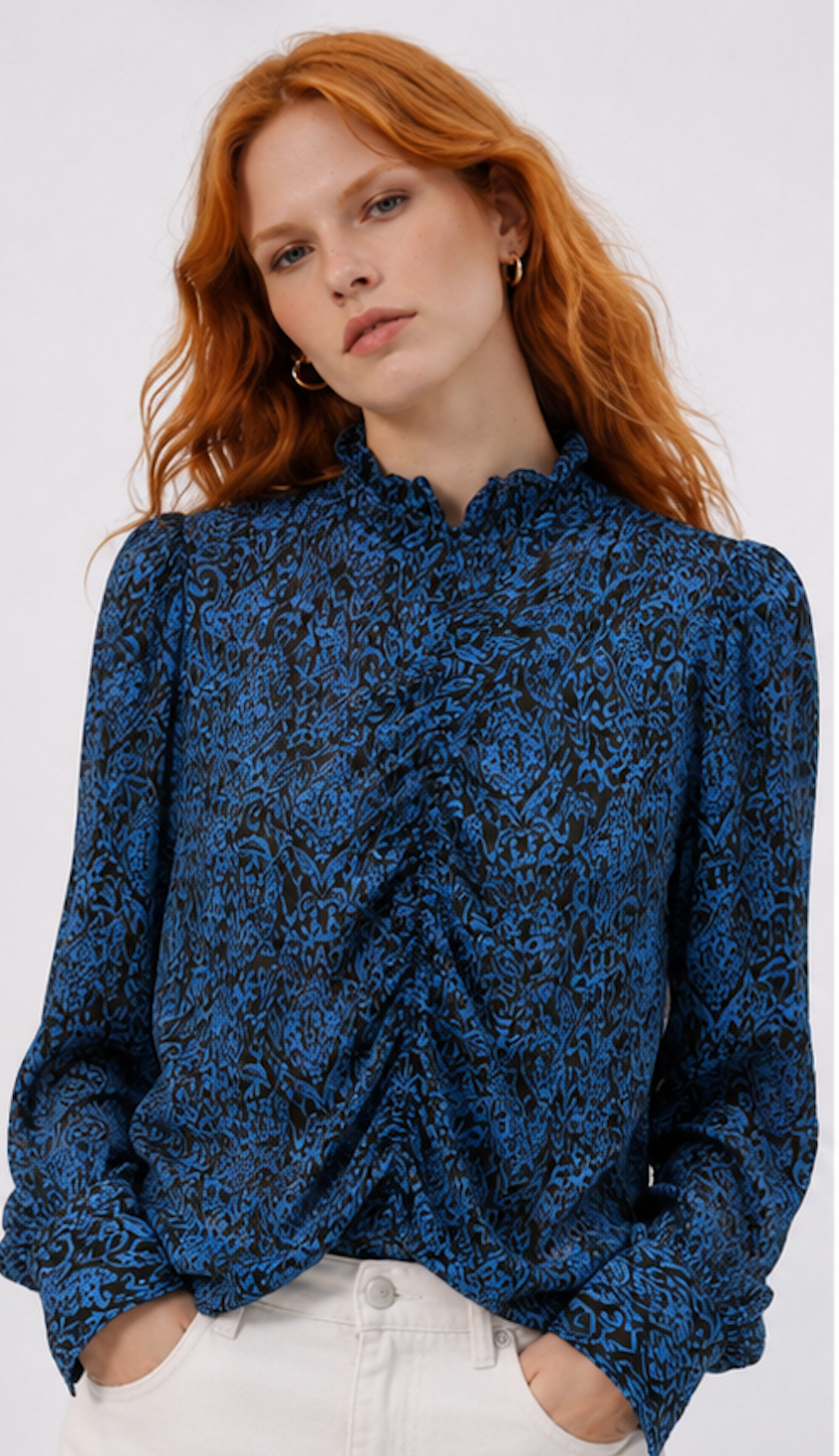 Blue/black abstract-print Blouse, GESTUZ – Size S