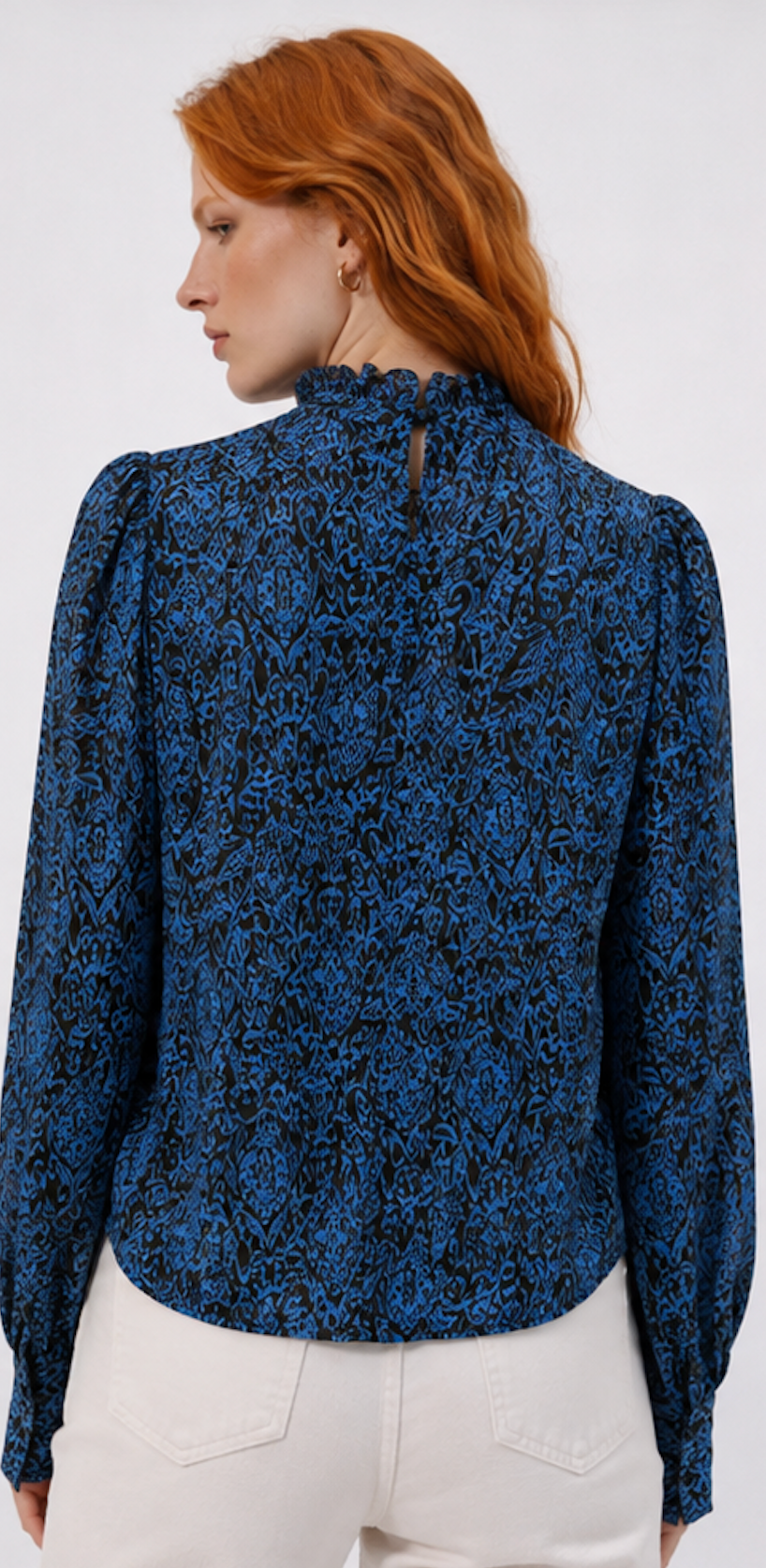 Blue/black abstract-print Blouse, GESTUZ – Size S