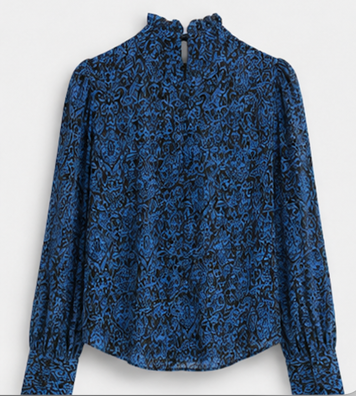 Blue/black abstract-print Blouse, GESTUZ – Size S