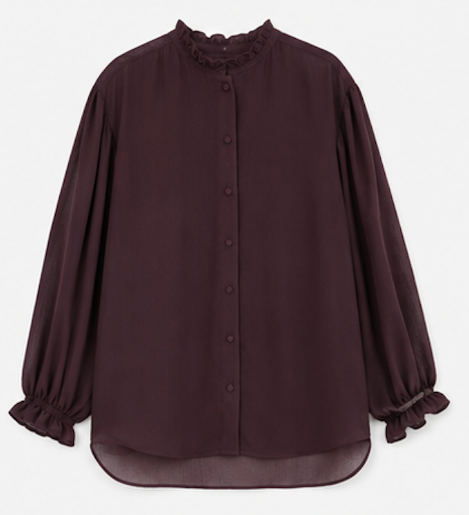 Sheer burgundy Blouse, DESIGNERS, REMIX – Size 36