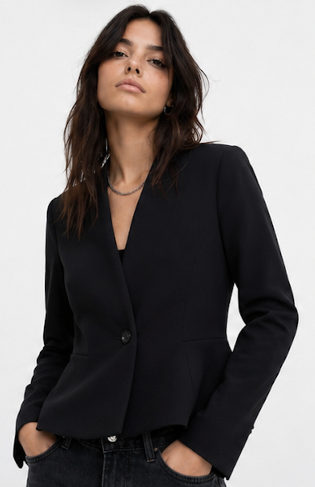 Black collarless Blazer, H&M – Size 36