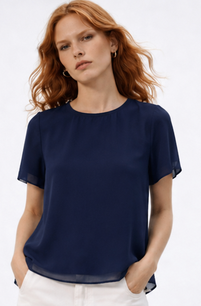 Navy Blouse, SELECTED FEMME – Size 38