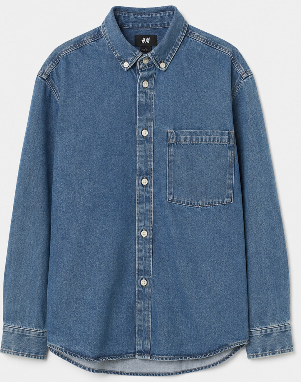 Classic blue Denim Button-Down Shirt, H&M – Size M
