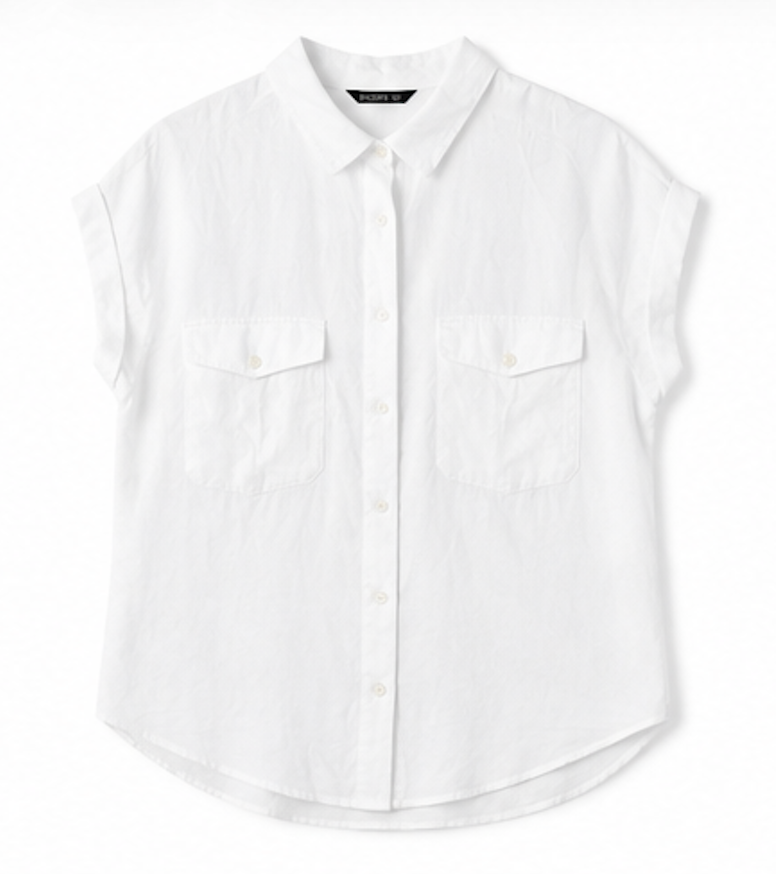 White Short Sleeve Button-Down Shirt, DIVERSE – Size XS