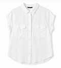 White Short Sleeve Button-Down Shirt, DIVERSE – Size XS