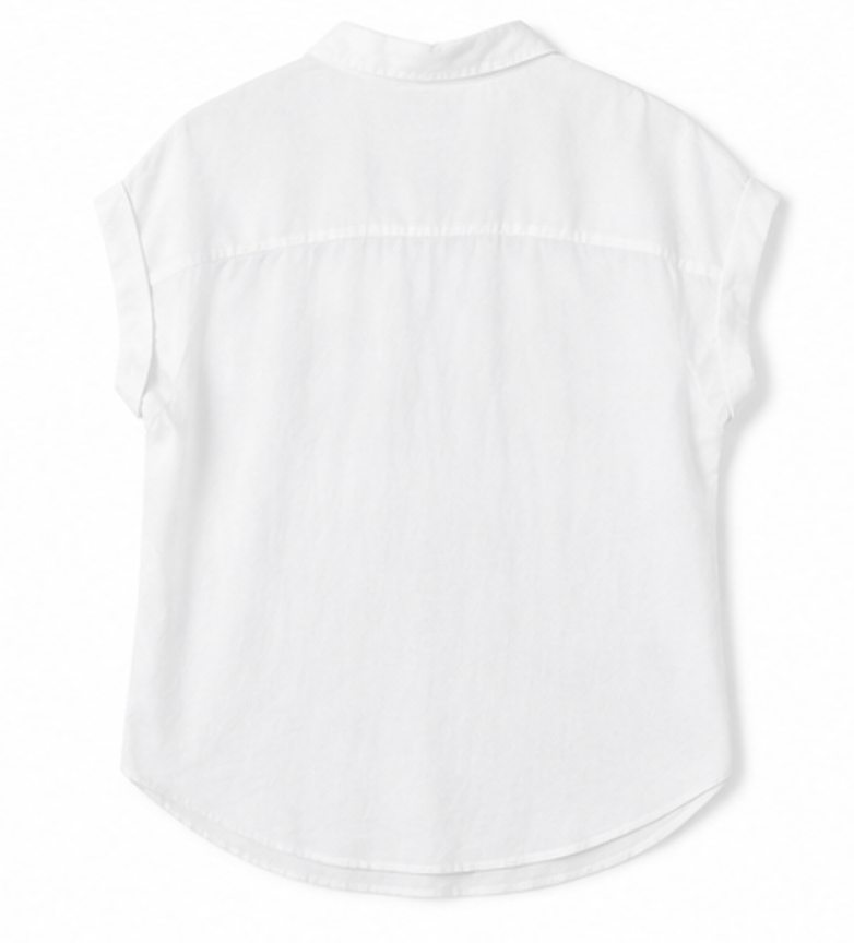 White Short Sleeve Button-Down Shirt, DIVERSE – Size XS