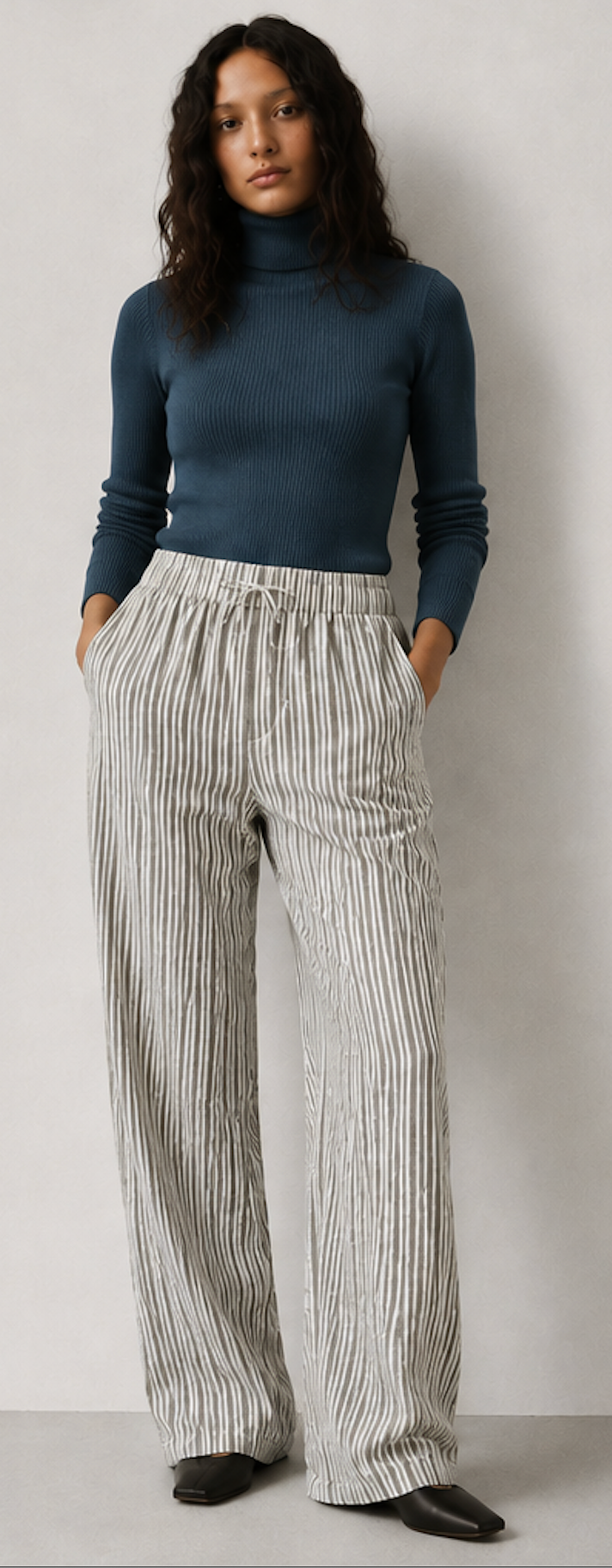 Lightweight striped Drawstring Pants, PIECES – Size XS
