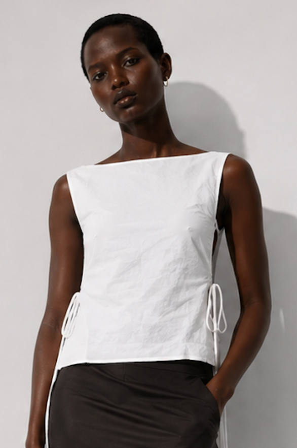 White Top with Ruched Sides, WEEKDAY – Size 34