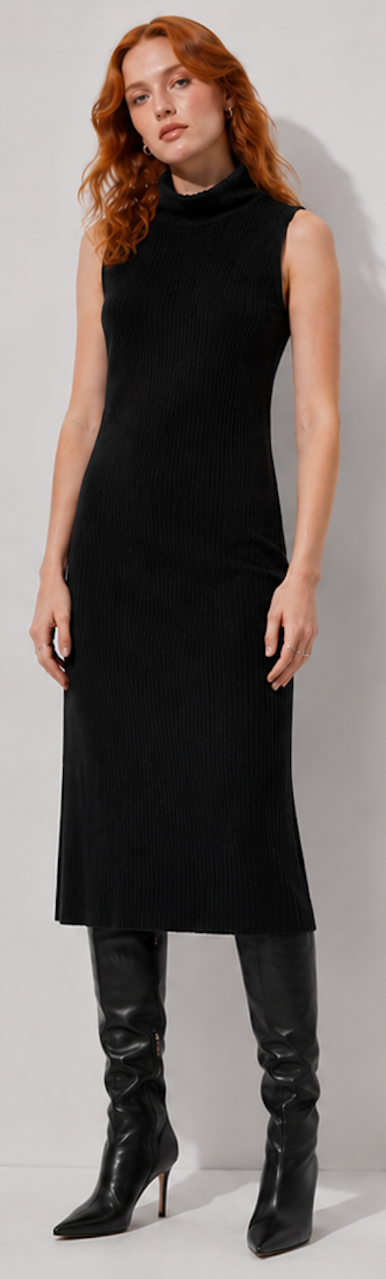 Black ribbed Midi Dress, piecee – Size ...