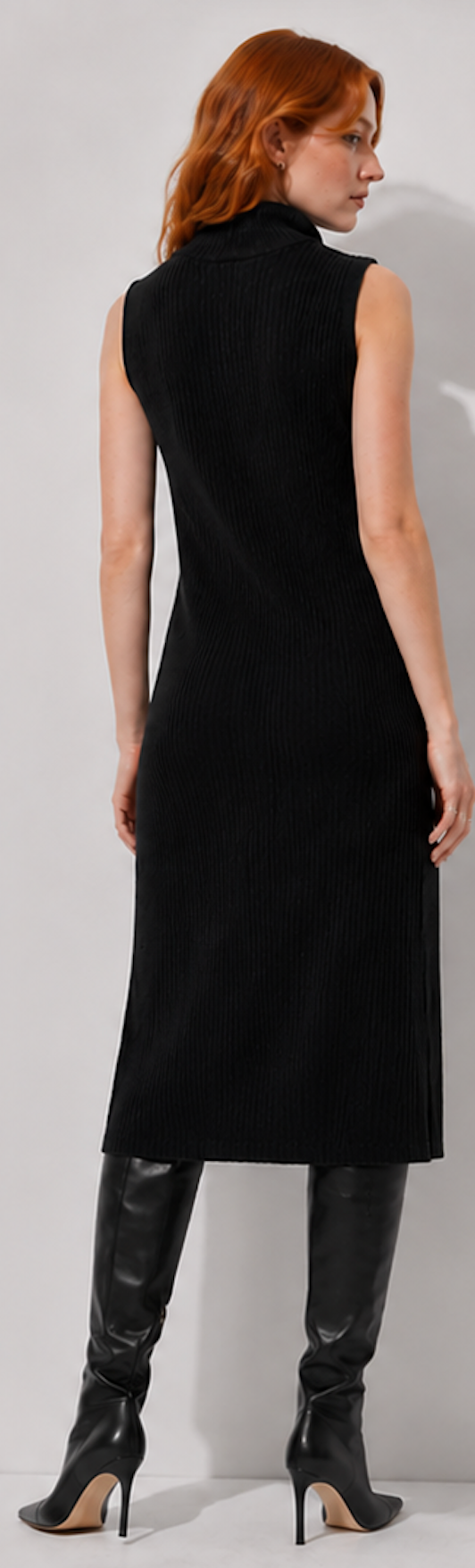 Black ribbed Midi Dress, piecee – Size ...