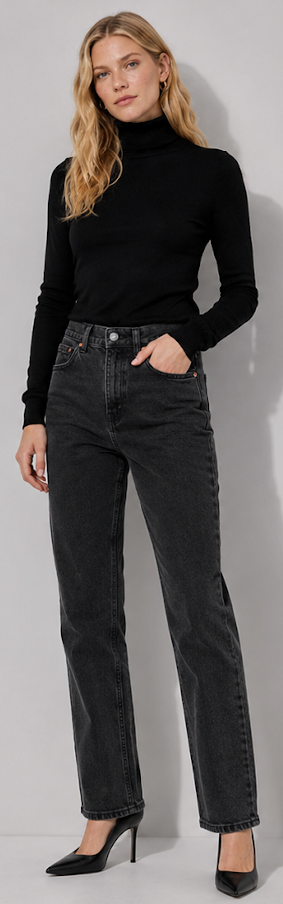 Washed black Straight Leg Jeans, H&M – Size 34