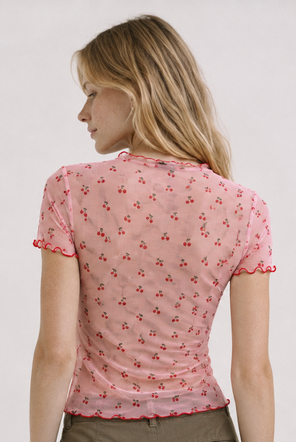Sheer pink Mesh Short Sleeve T-Shirt, PRIMARK – Size S