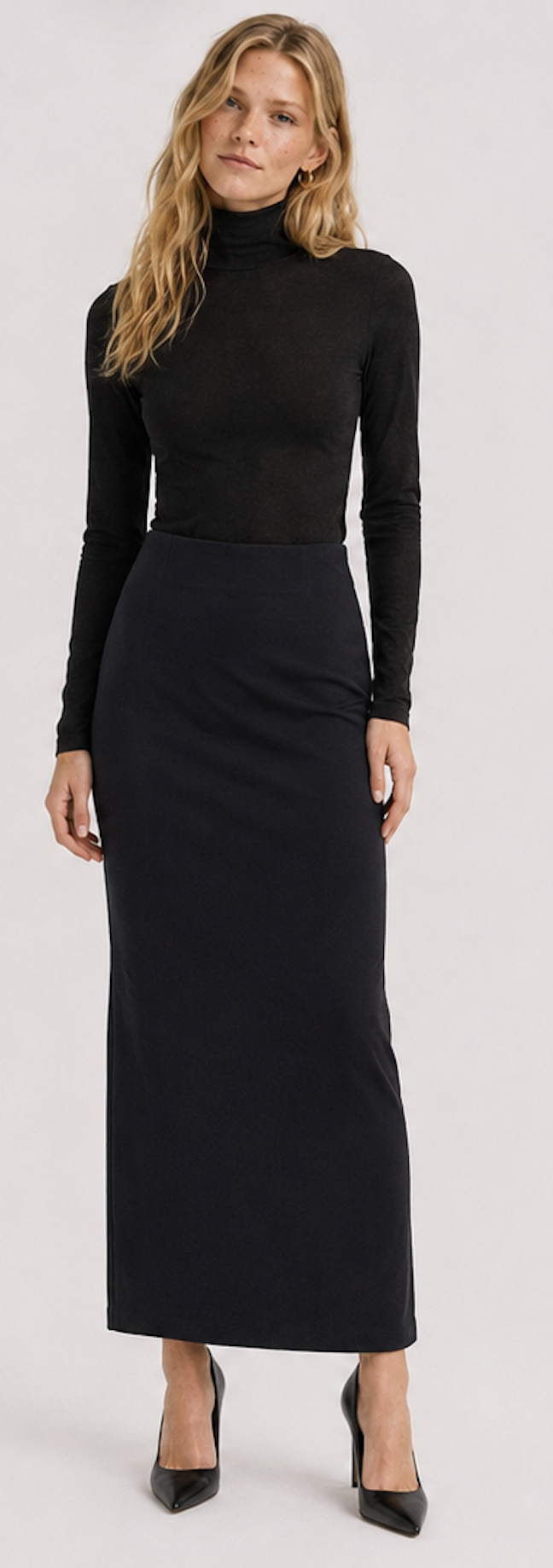 Black ribbed knit Midi Skirt, H&M – Size S