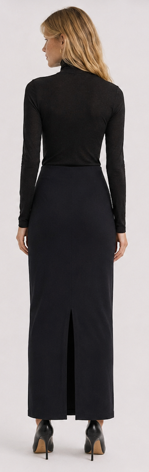 Black ribbed knit Midi Skirt, H&M – Size S