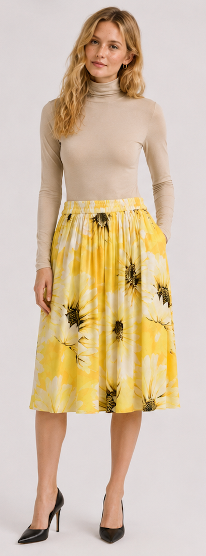 Flowy yellow Midi Skirt – Size XS