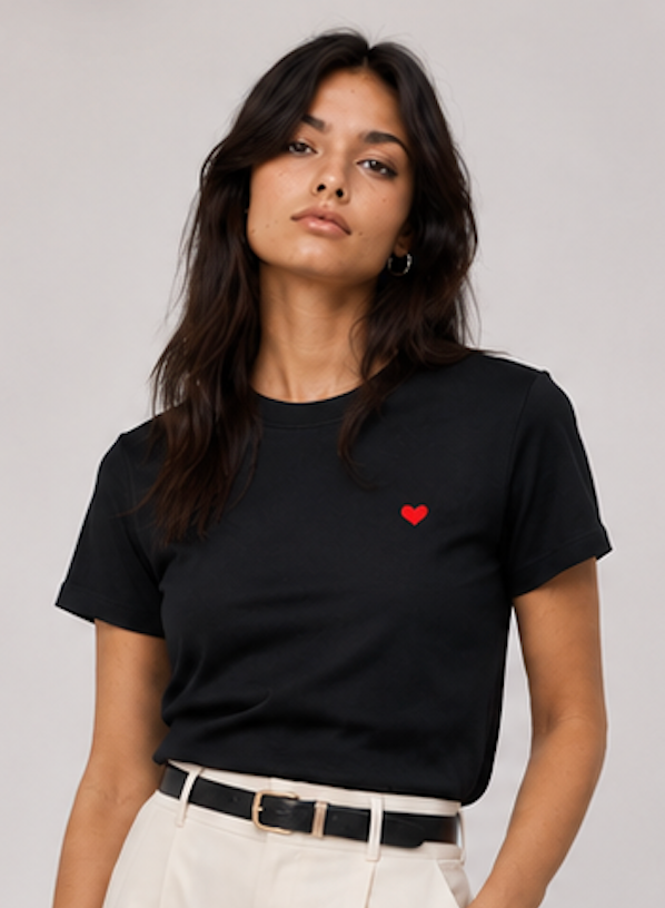 Black Embroidered T-Shirt, JDY – Size S