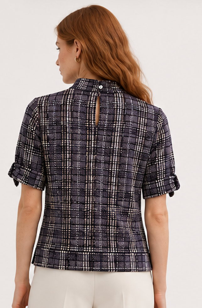 Half -sleeve Mock Neck Blouse, CULTURE – Size M