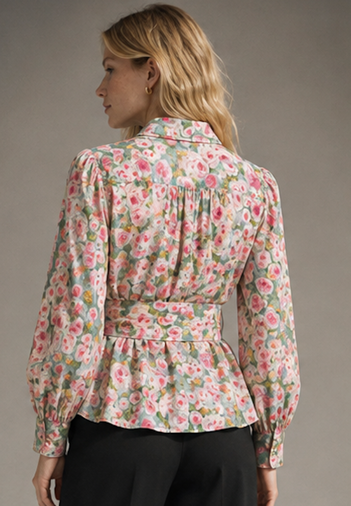 Floral Peplum Blouse, HUNKØN – Size S
