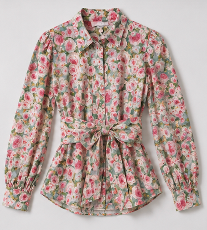 Floral Peplum Blouse, HUNKØN – Size S