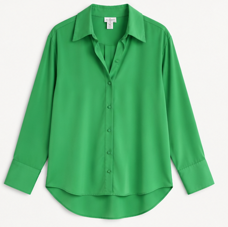 Vibrant green Satin Button-Down Shirt, AMISU – Size XS