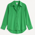 Vibrant green Satin Button-Down Shirt, AMISU – Size XS