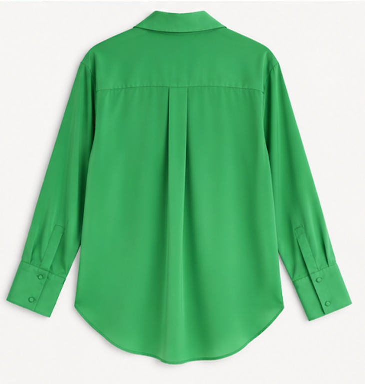 Vibrant green Satin Button-Down Shirt, AMISU – Size XS