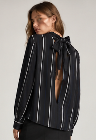 Chic Tie-Neck Blouse – Size S