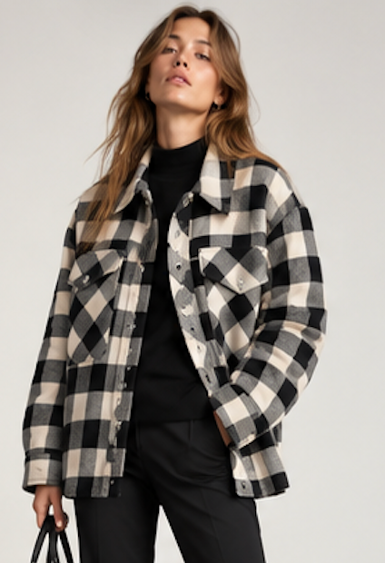 Black and white plaid Shacket, VAILENT – Size S