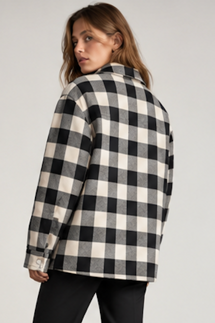 Black and white plaid Shacket, VAILENT – Size S