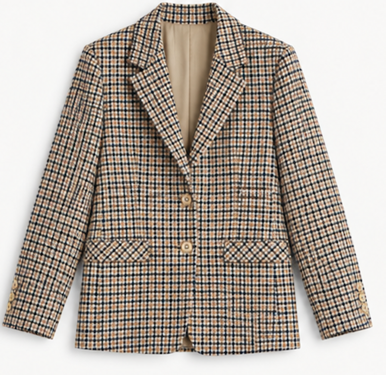 Classic beige and navy checked Blazer – Size L