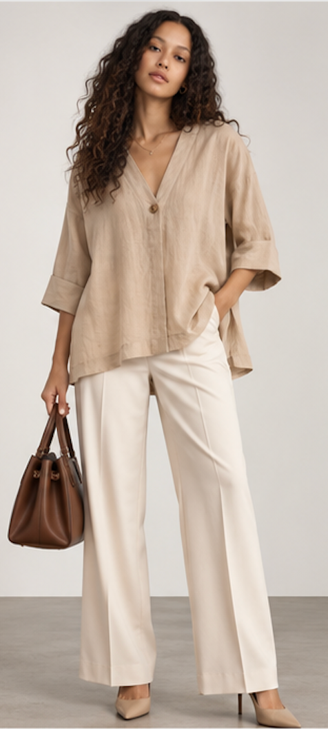 Beige Tunic Blouse, MASAI – Size S