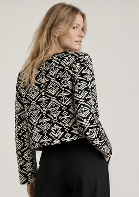 Monochrome Cropped Jacket, SAINT TROPEZ – Size L