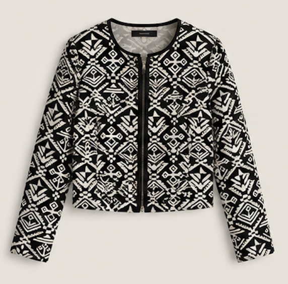 Monochrome Cropped Jacket, SAINT TROPEZ – Size L