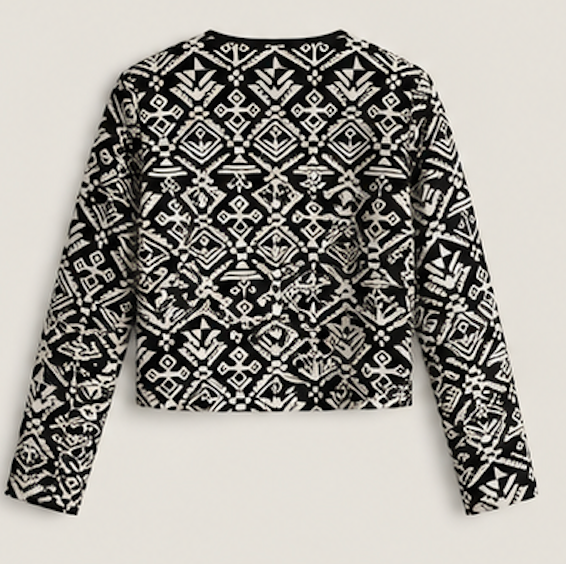 Monochrome Cropped Jacket, SAINT TROPEZ – Size L