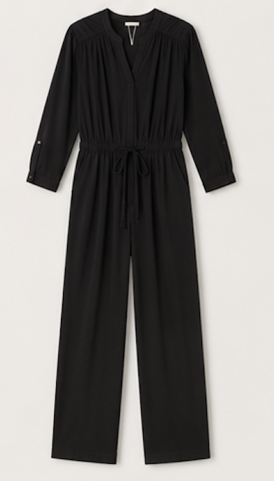 Sleek black long-sleeve Jumpsuit, SOAKED IN LUXURY – Size M