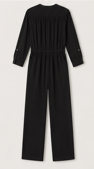 Sleek black long-sleeve Jumpsuit, SOAKED IN LUXURY – Size M