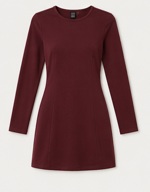 Burgundy Long Sleeve Mini Dress, SHEIN – Size XS