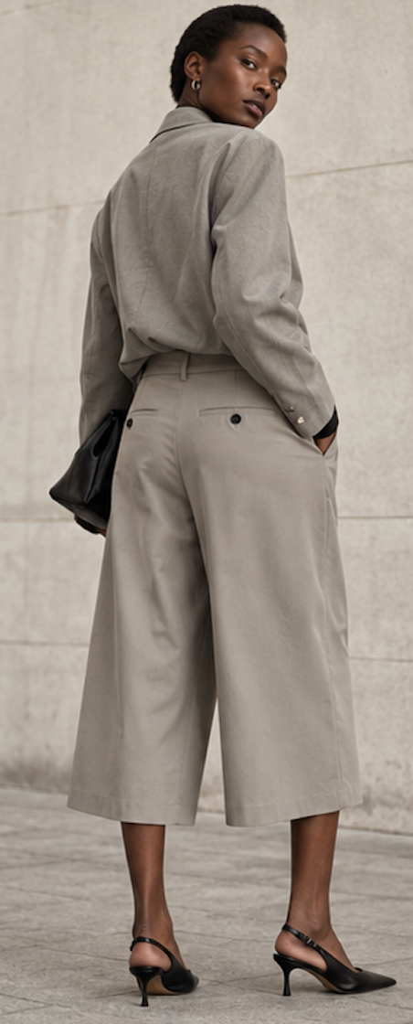 Beige Cropped Wide Leg Pants, ZARA – Size M/30